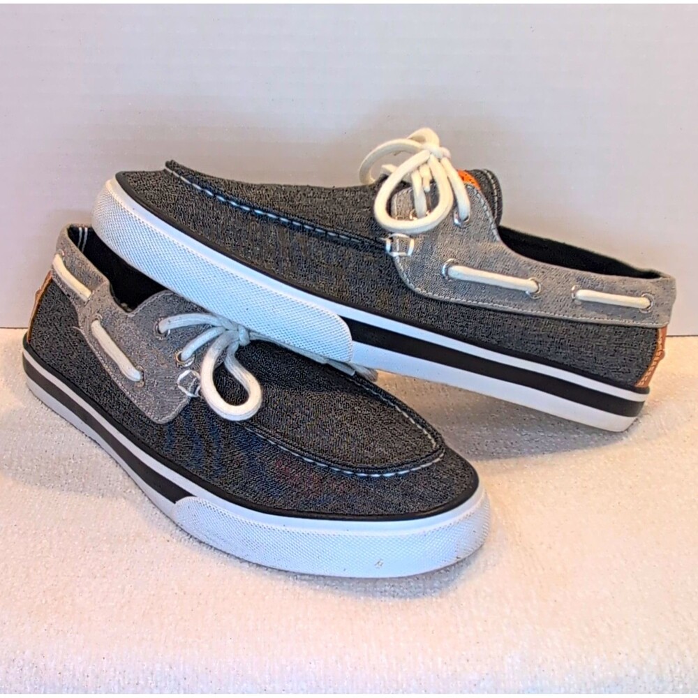 Nautica Galley Men’s Gray Fabric Boat Shoes Lace Up Round Toe US 10